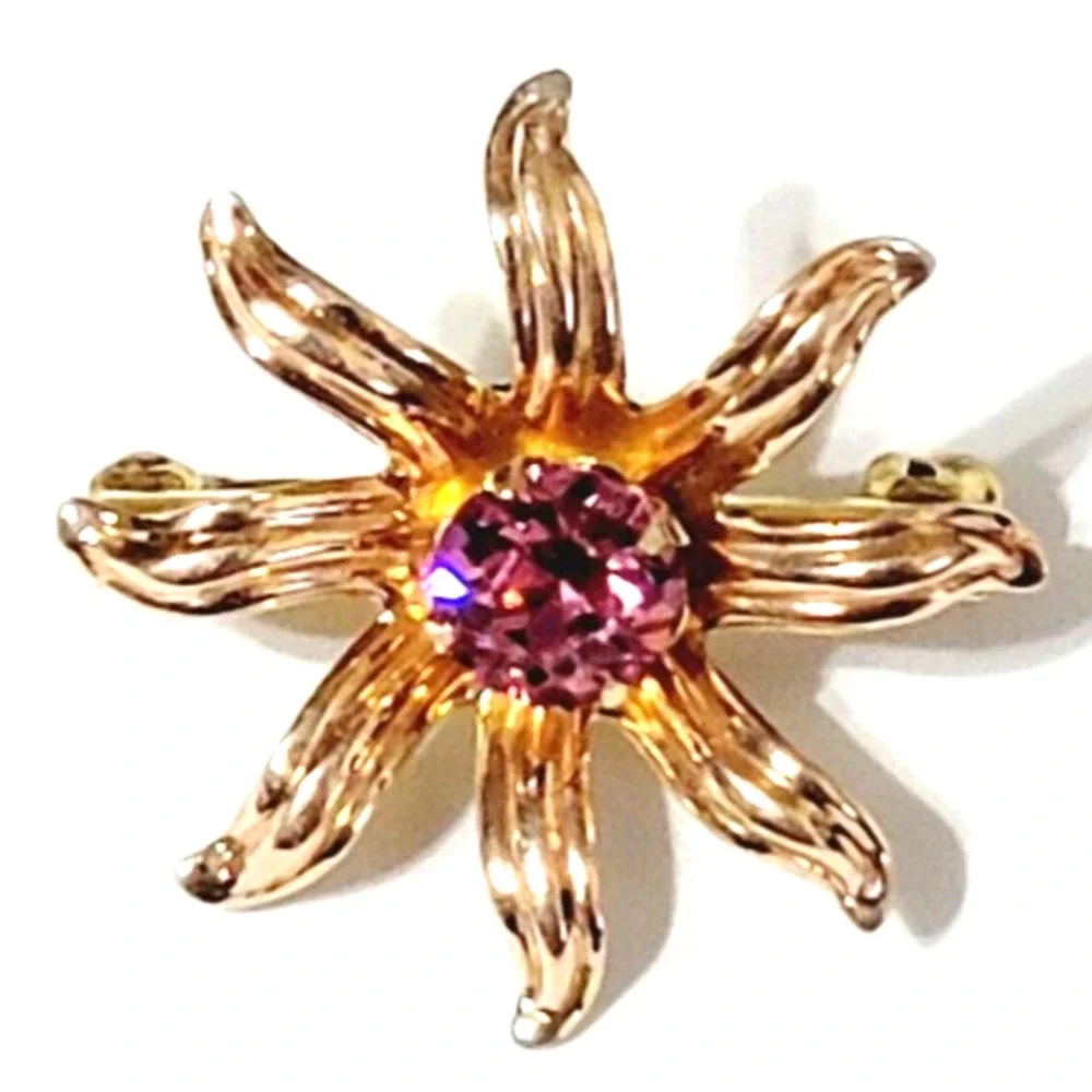 Van Dell 1/20 12KGF Flower Brooch Pin Small 7/8